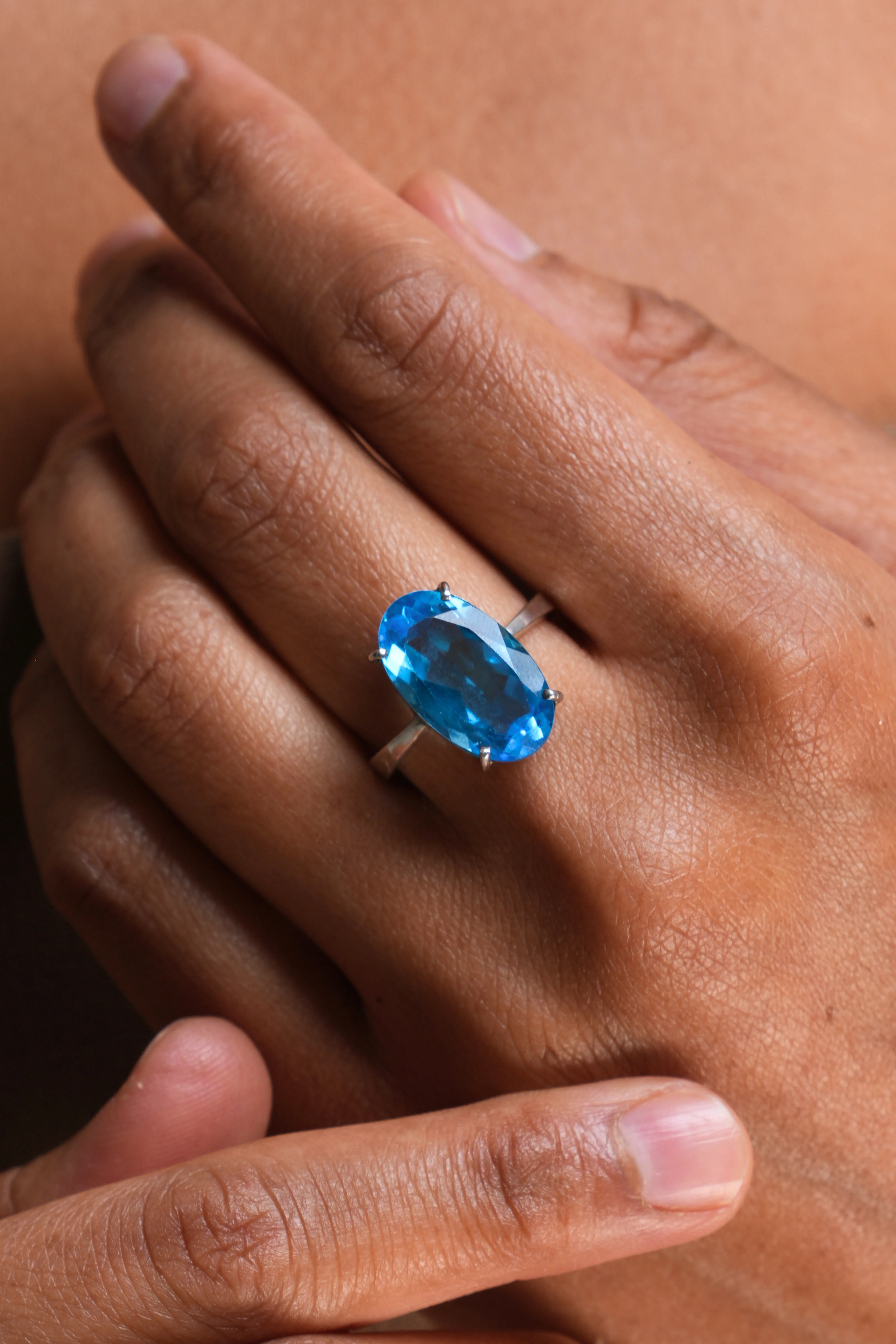 Blue Sovereign Oval Ring, Odyssey by Silver